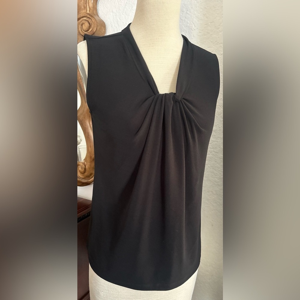 Talbots Black Sleeveless Blouse Women’s Size S | Twist Front Detail Top